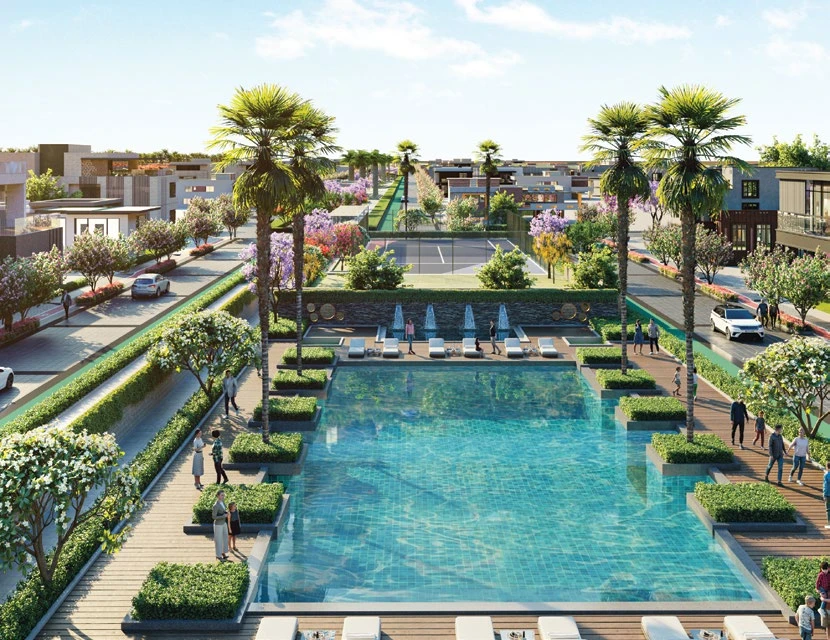 Community pool within a residential block