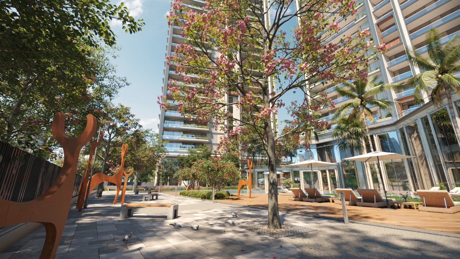 Landscaped plaza — artistic render